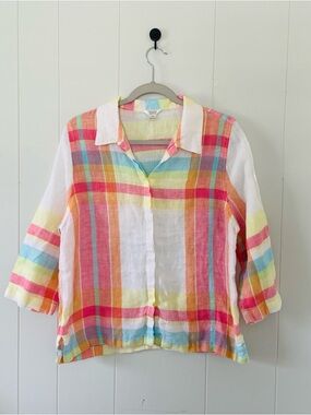 Christopher & Banks Multicolor Pastel Plaid Button-Down Shirt